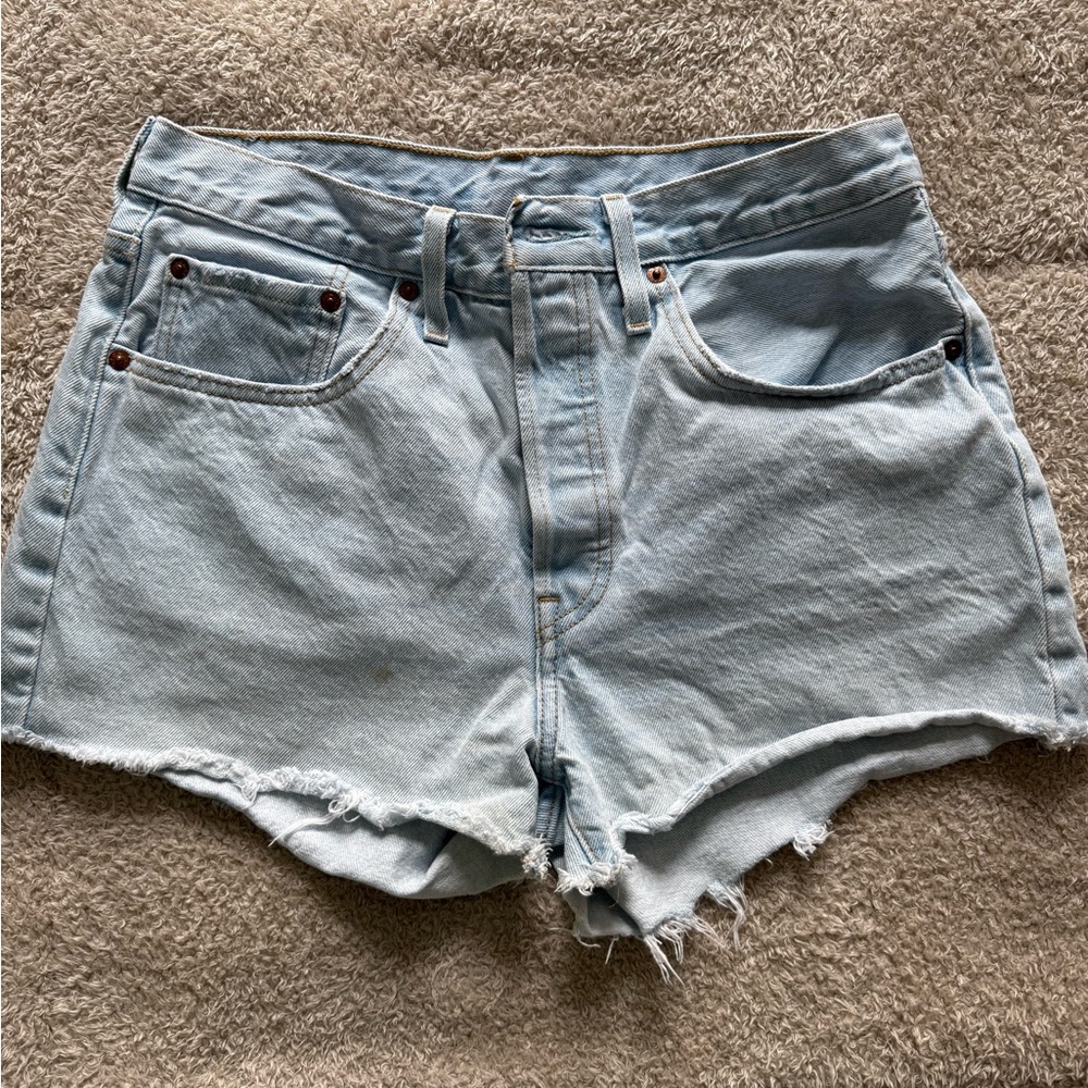 Levi's High Waisted Light Wash Shorts Cut-Off Style